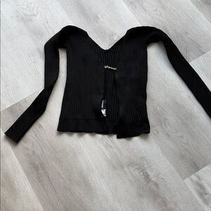 Jacquemus Black Ribbed Long Sleeve Knit Top